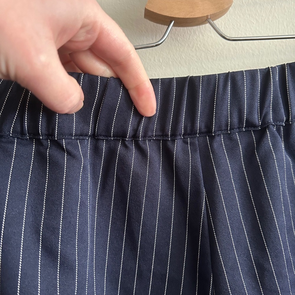 NWT Halara Wide Leg Pinstripe Trousers Navy Blue XL Regular High Waisted Pockets - Picture 7 of 7